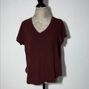 Old Navy Women's Short Sleeve V-Neck Top - Dark Brown